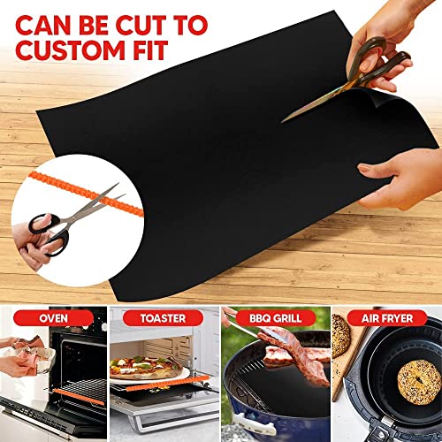 Oven Liners for Bottom of Oven 17"x 25" and Silicone Rack Guards Orange 22" (4 Count)
