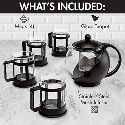 Half Moon Teapot Set with 4 Tea Cups