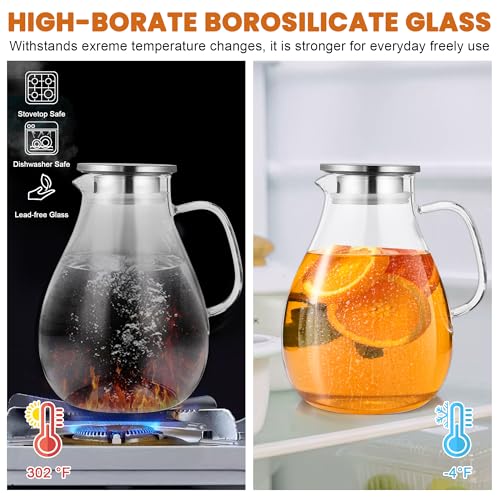3 Litre 101oz Glass Pitcher with Lid and Spout