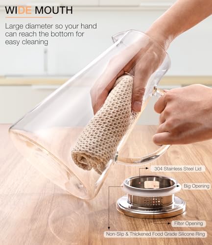 Glass Pitcher with Lid and Handle