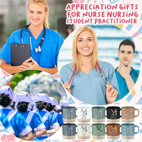 10 Pcs Nephrology Nurses Week Gift 2026 Bulk Thank You Mugs Inspirational Ceramic Coffee Mugs 13 oz Appreciation Cups Back to School Gift for Nursing School Teacher Student Staff (10 Count)