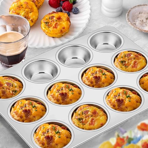 Stainless Steel Muffin Cupcake Pan Set 12 Cups