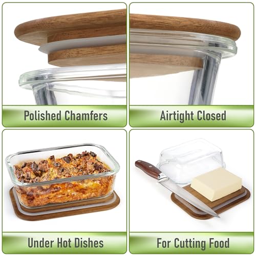 Natural Acacia Lids Set for Food Storage Glass Containers (4 Count)