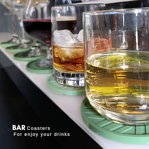 Silicone Coasters Set of 6 with Gold Holder
