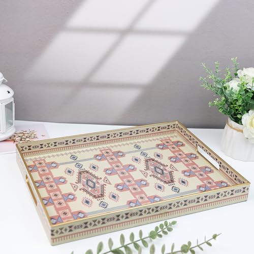 Plastic Serving Tray with Handles for Coffee Table