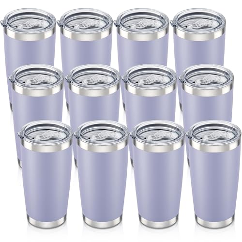 20 oz Tumbler with Lid Stainless Steel Insulated Tumblers Bulk Cups Mug (12 Count)