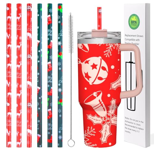 6 Pack Christmas Straw Replacement for Stanley 30&40oz (6 Count)