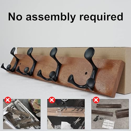 24 Inch Wood Coat Rack Wall Mount with 4 Triple Hooks