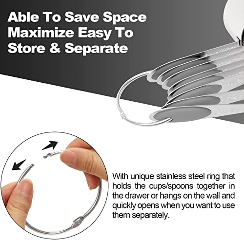 Stainless Measuring Cups and Spoons Set with Silicone Handle