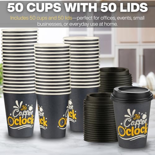 Disposable Coffee Cups with Lids (50 Count)