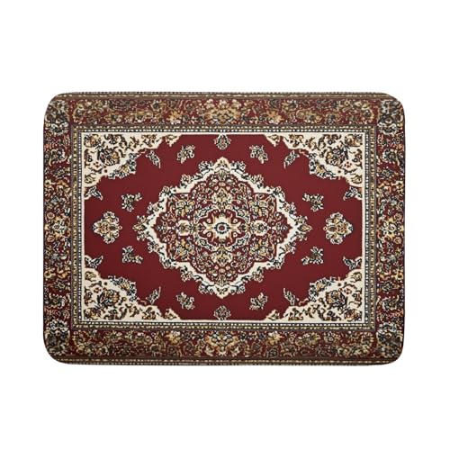 Vintage Boho Dish Drying Mat Antique Tribal Rustic Red Floral Dish Drainer Mats 18"x24" Ethnic Carpet Microfiber Reversible Dish Drying Rack Pad Protector for Kitchen Countertop Decor