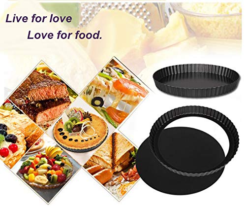 12 Inch Non Stick Tart Quiche Flan Pan Molds Round Removable Loose Bottom Fluted Heavy Duty Pie Pizza Pan