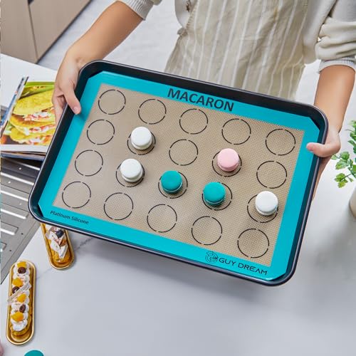 GUYDREMAT 2PCs Half Sheet Silicone Baking Mat Set for Cookie and Macaron (2 Count)
