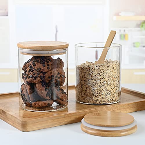 Glass Food Storage Containers with Bamboo Lids Large Glass Food Storage Jars for Coffee Bar Tea Sugar