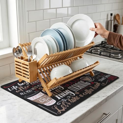 Coffee Mat 2 Pack 12x19 Inch Absorbent Non (2 Count)