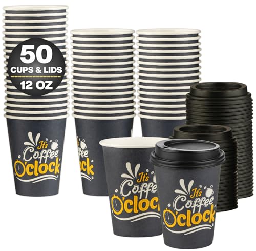 Disposable Coffee Cups with Lids (50 Count)