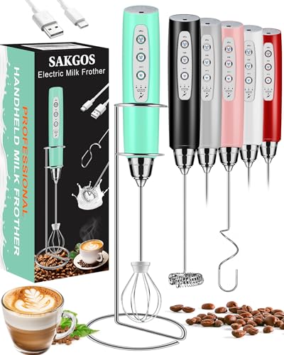 Milk Frother Wand Rechargeable Handheld Electric Whisk 3 Speed Adjustable