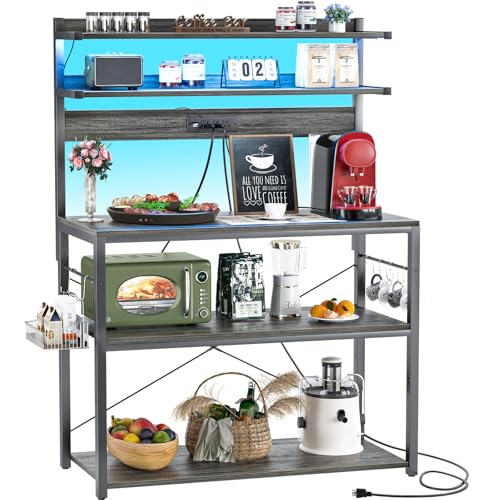Bakers Rack with Power Outlet & RGB LED