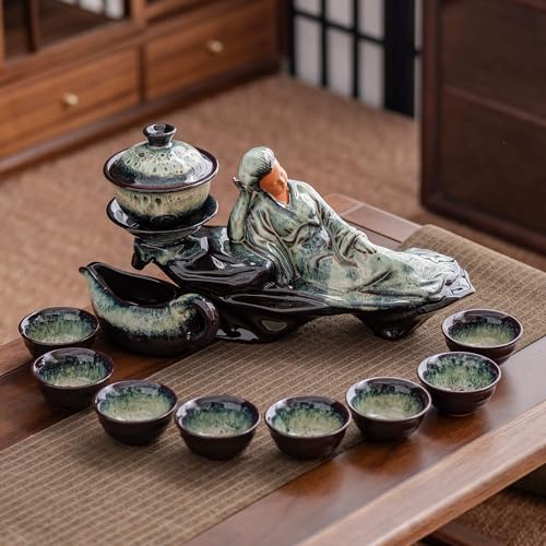 Ceramic Teapot with Infuser Semi Automatic Tea Set Magic Teapot with 8 cups Gradient Color