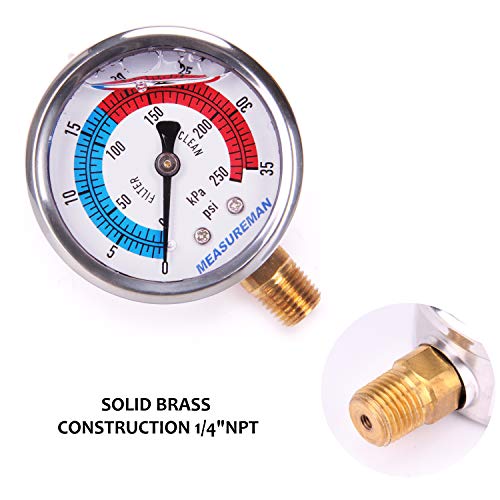 2" Dial Size Glycerin Filled Pool Filter Pressure Gauge