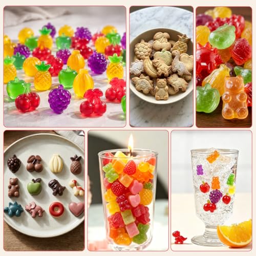 Gummy Molds 5pcs Gummy Bear Silicone Candy Molds with 2 Droppers & 1 Brush
