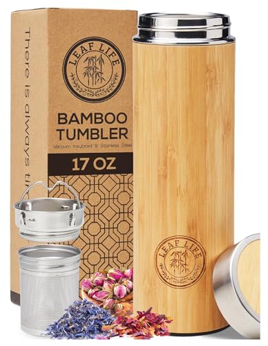 Premium Bamboo Tea Tumbler with Infuser for Loose Leaf Tea