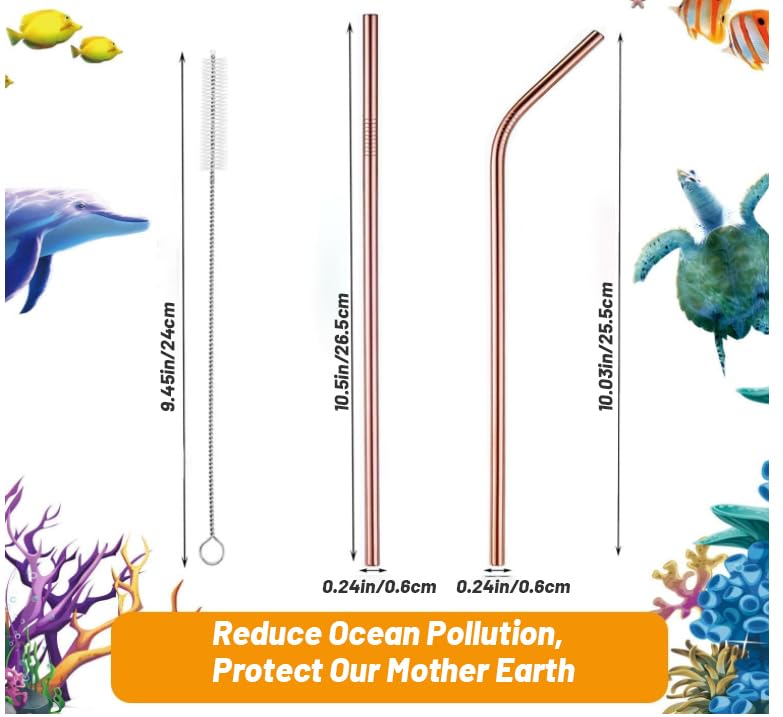 Rose Gold Metal Straws (4 Count)
