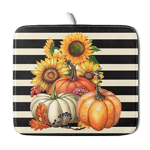 Sunflower Pumpkin Dish Drying Mat for Kitchen Counter