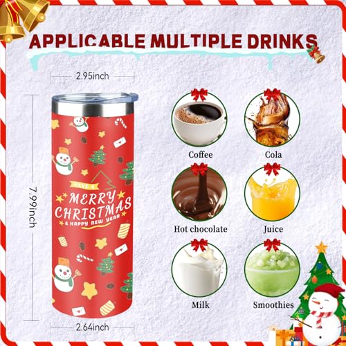 20oz Christmas Skinny Tumbler with Lid and Straw (2 Count)