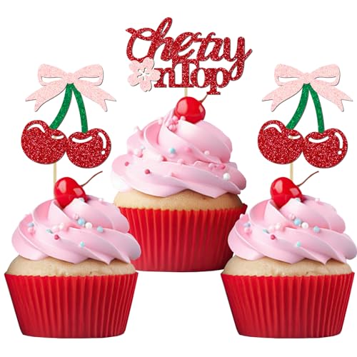 24 Pack She's the Cherry On Top Cupcake Toppers (24 Count)