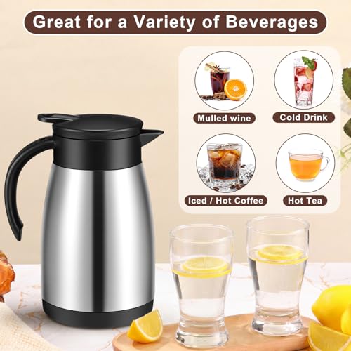 2 Pcs Thermal Coffee Carafe Insulated Stainless Steel Coffee Carafe for Hot Liquid Vacuum Thermal Pot Creamer Pitcher Dispenser with Brushes Keeping Hot Water Milk (2 Count)