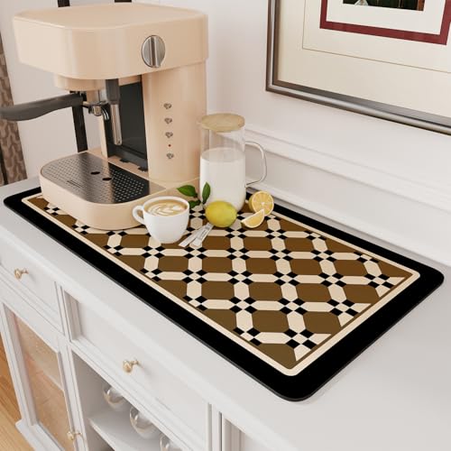 Coffee Mat Hide Stain Rubber Backed Absorbent Dish Drying Mat for Kitchen Counter