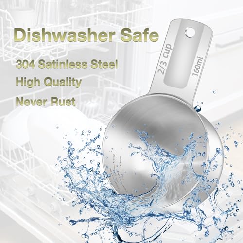 2PCS 2/3Cup (160ml, 5.3oz) Measuring Cup, Etched Inner Scale Measure Scoop