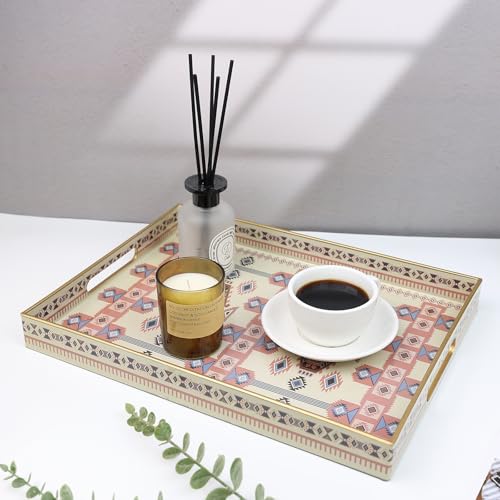 Plastic Serving Tray with Handles for Coffee Table
