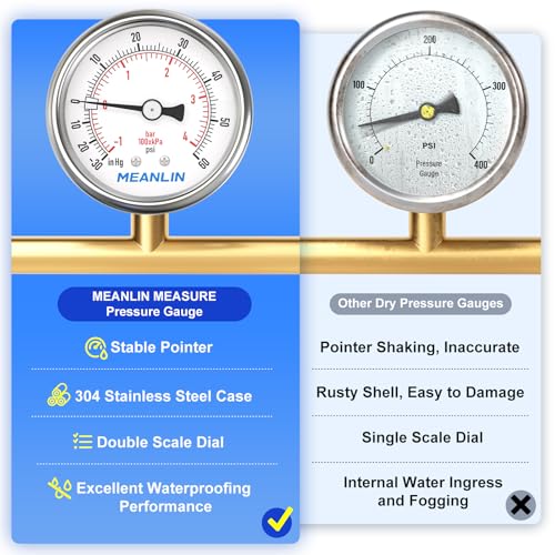 30inHG~60Psi Vacuum Gauge Stainless Steel 1