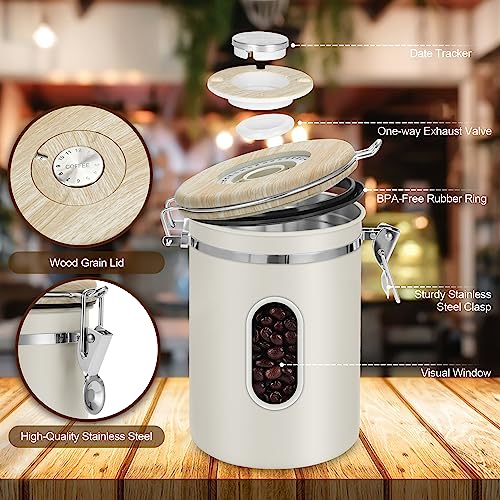 1800ML Airtight Coffee Canister with Date Tracker&Transparent Window