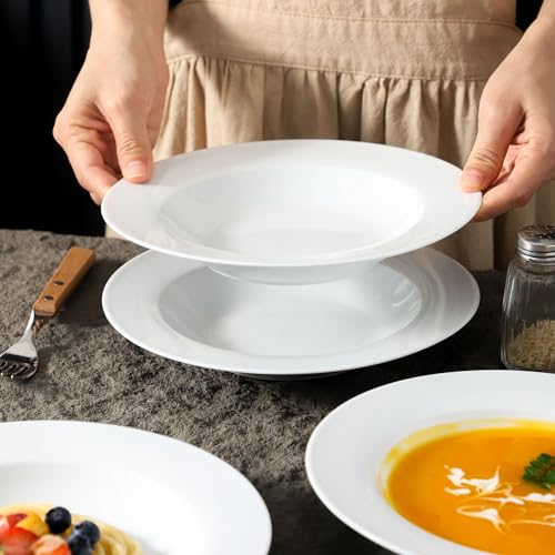 Ceramic Soup Bowls Shallow Plates (4 Count)