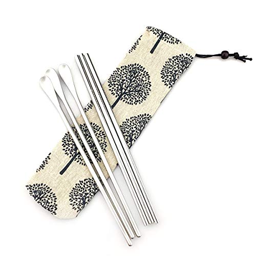 Matte Long Handle Spoon Cocktail Mixing Stirring Spoons Iced Tea Coffee Spoons with 8.6 inch Long Handle Brushed SUS304 Stainless Steel (6 Count)