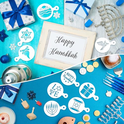 36Pcs Hanukkah Cookie Stencils Reusable Dreidel Menorah for DIY Baking