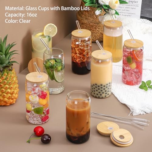 Glass Cups with Lid and Straw (2 Count)