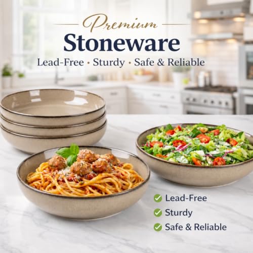 8.75'' Large Ceramic Pasta Bowls (4 Count)