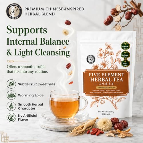 Five Element Herbal Tea Bags With American Ginseng