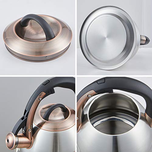 Tea Kettle 2.2 Quart Tea Kettles Stovetop Whistling Teapot Stainless Steel Tea Pots for Stove Top Whistle Tea Pot (2 Count)