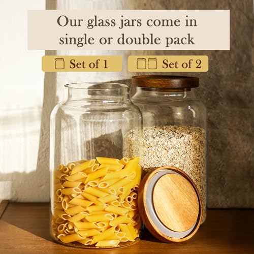 Glass Storage Container Airtight Food Jars Kitchen Canister with Wood Lids