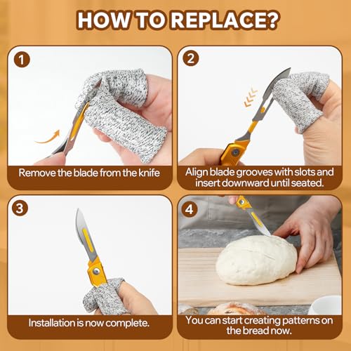 2pcs Folding Bread Lame Dough Scoring Tool with 40 Razor Blades