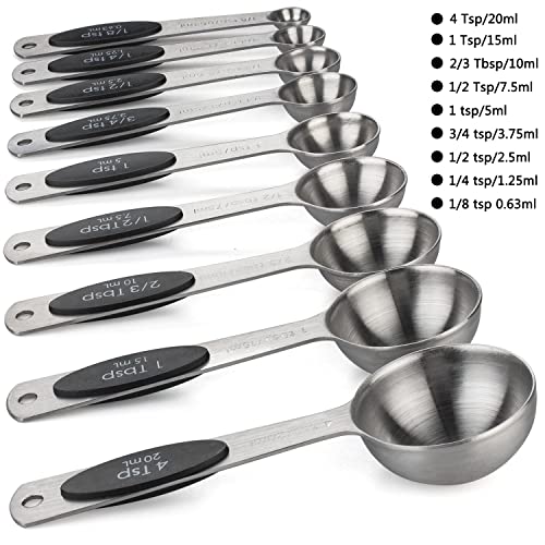 Magnetic Measuring Spoons Set of 9 Stainless Steel Measuring Spoons
