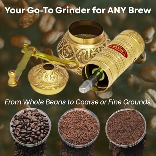 Sozen 7.6" Hammered Manual Coffee Grinder Brass