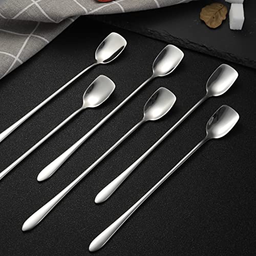 Long Coffee Spoons Steel Set of 6 Stainless Coffee Stirrer Iced Cream Scoop Cocktail Mixing Spoons (6 Count)