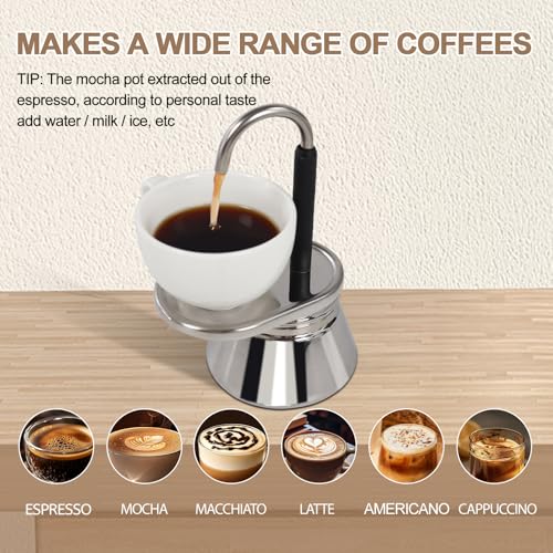 Uncoated 4 Cup Single Tube Moka Pot 304 Thickened Stainless Steel