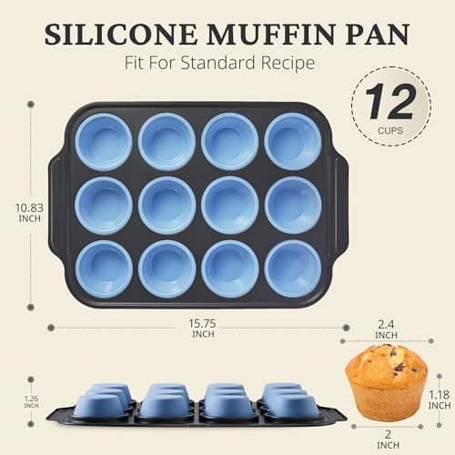 Silicone Muffin Pans for Baking with Metal Frame